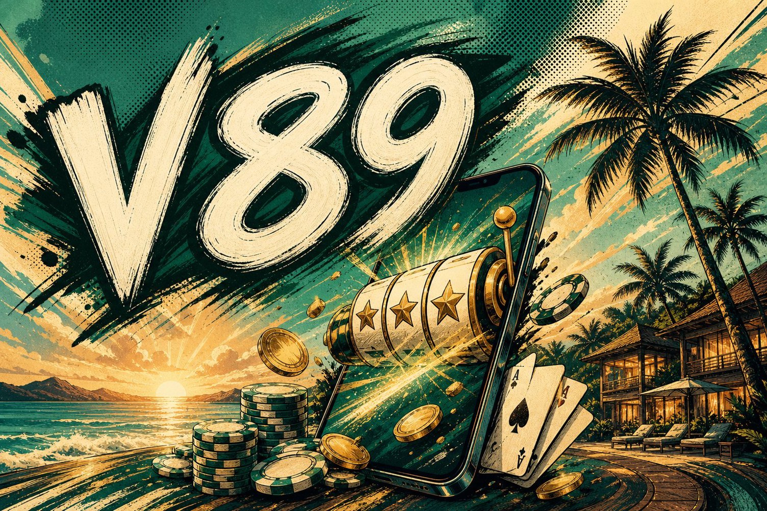 Tampilan halaman utama Wild Ace V89 dengan ikon hadiah absen harian dan koin gratis
